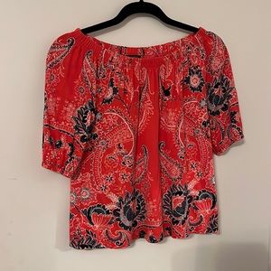 Talbots-Size-Sp-Red-White-Blue-Paisleys d flowers.